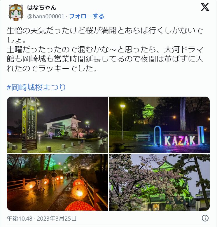 岡崎公園　桜　混雑しない時間帯