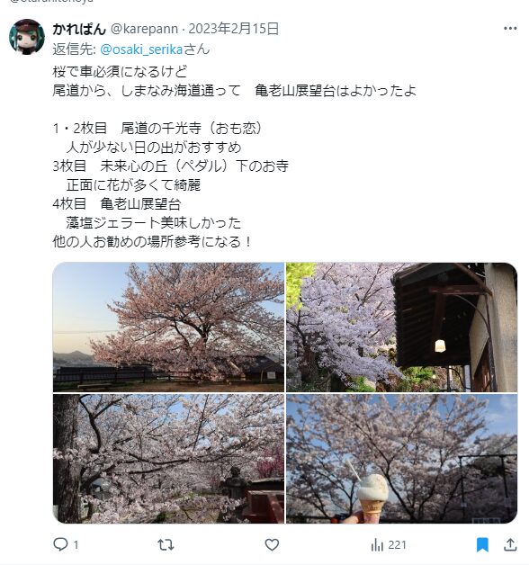千光寺公園　桜　混雑